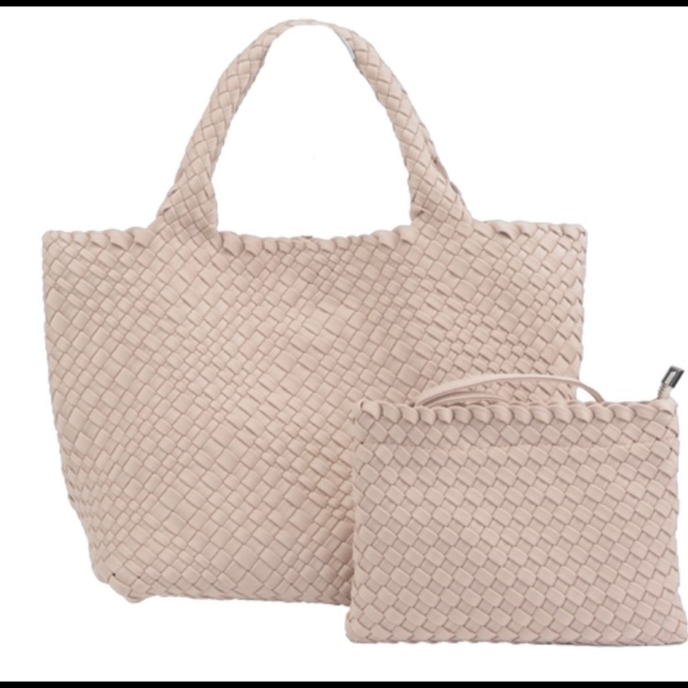 PreneLove Dusty Pink Woven Tote and Matching Wristlet